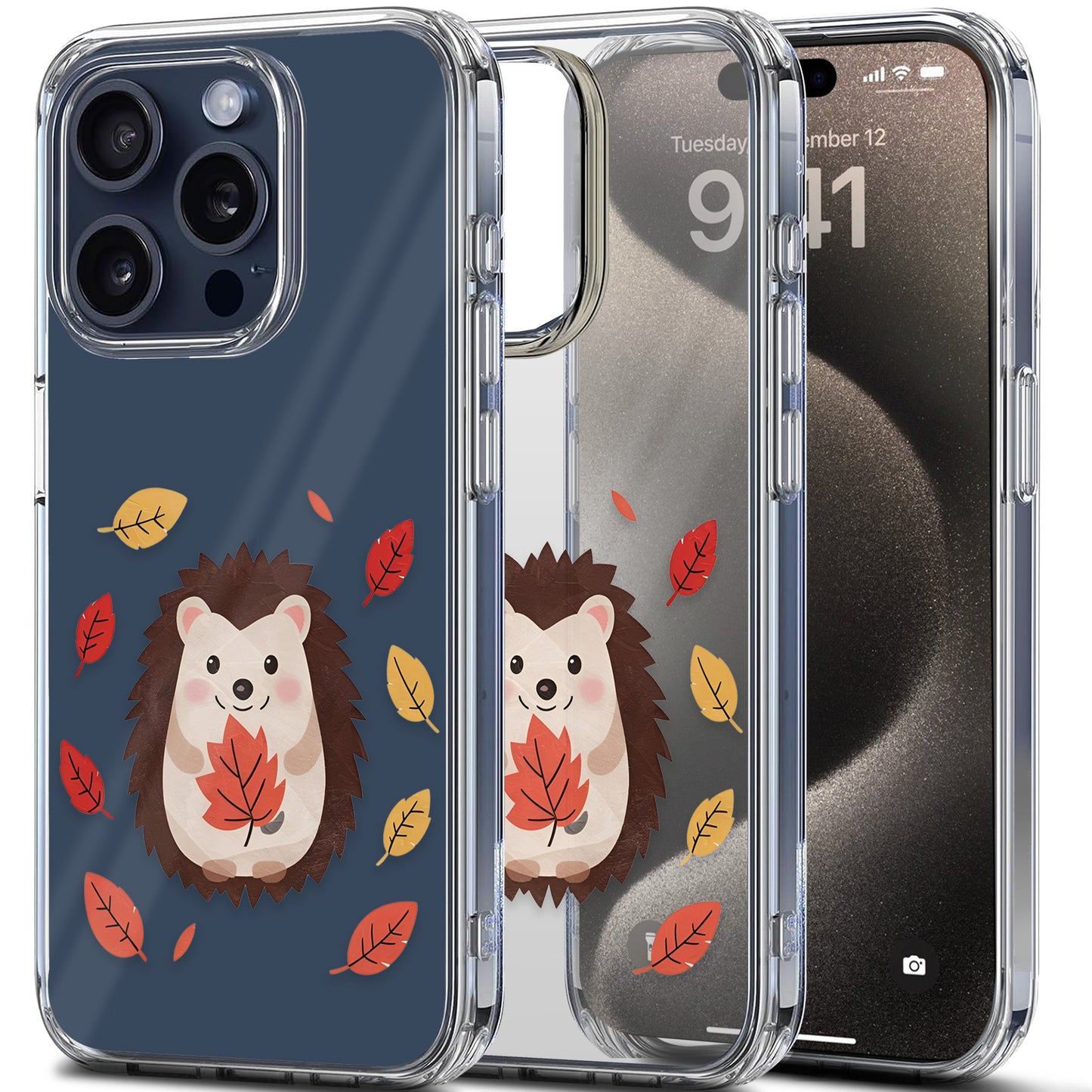 Cute Hedgehog TPU Clear Case for iPhone & Samsung Phones