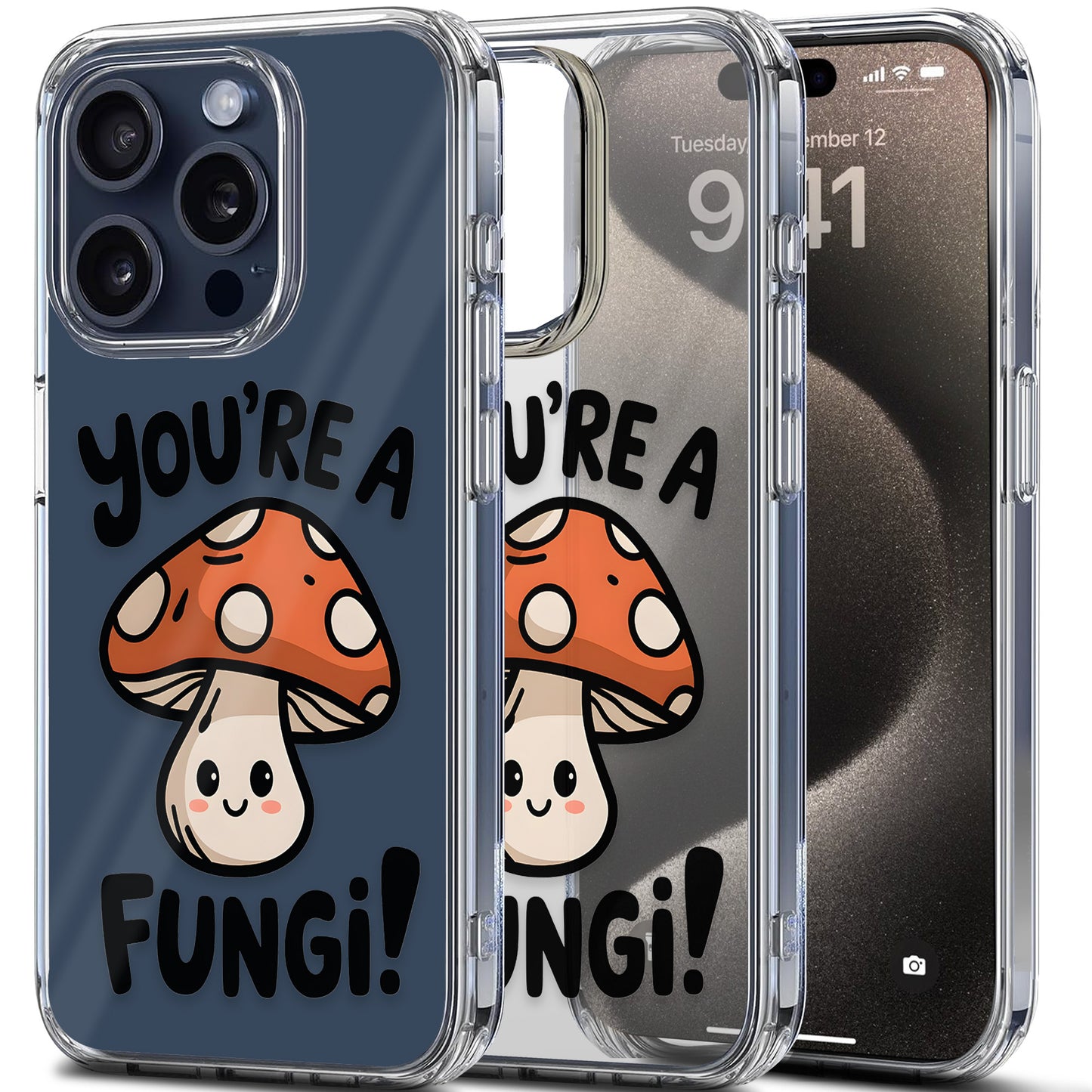 Cute Mushroom TPU Clear Case for iPhone & Samsung Phones