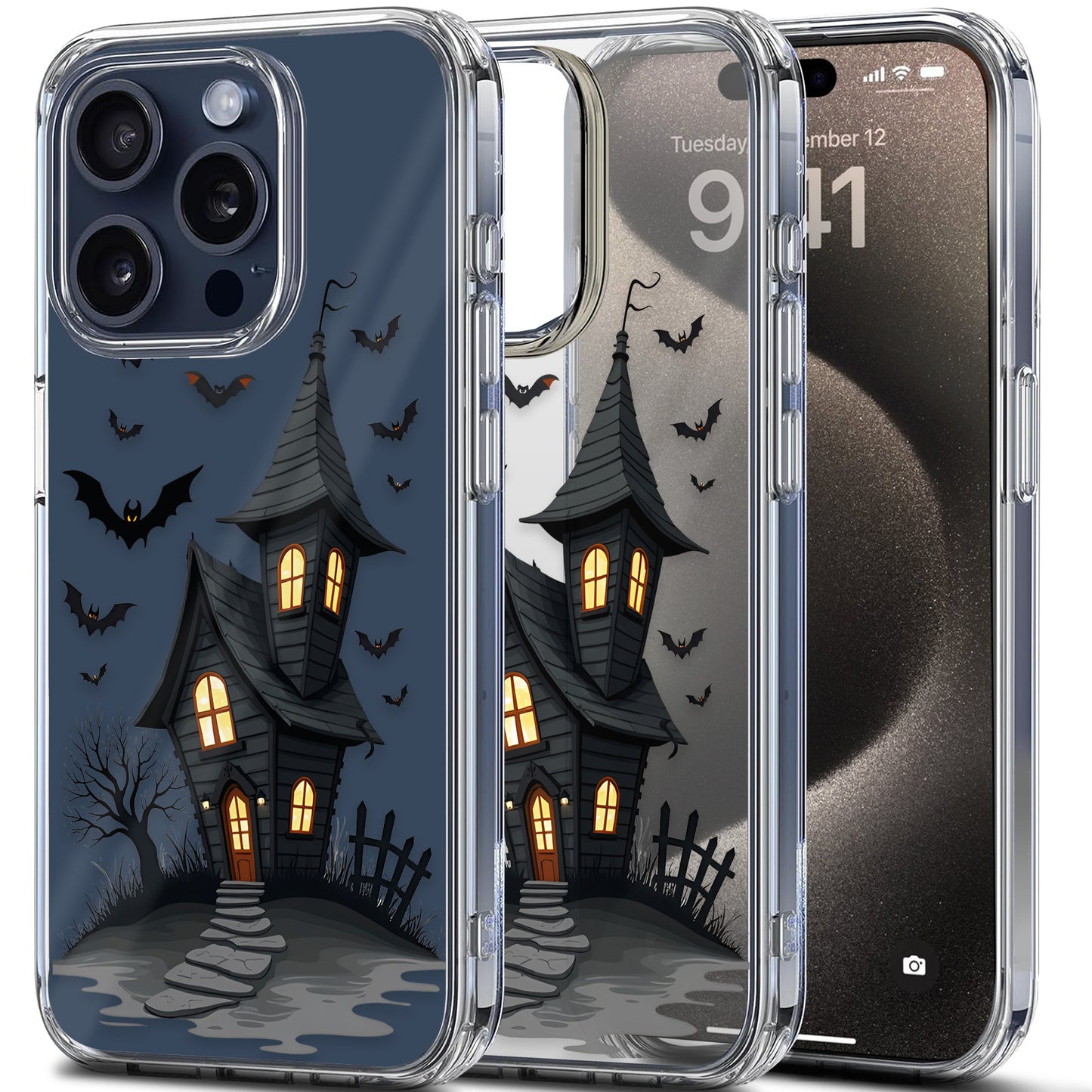 Spooky Haunted House TPU Clear Case for iPhone & Samsung Phones