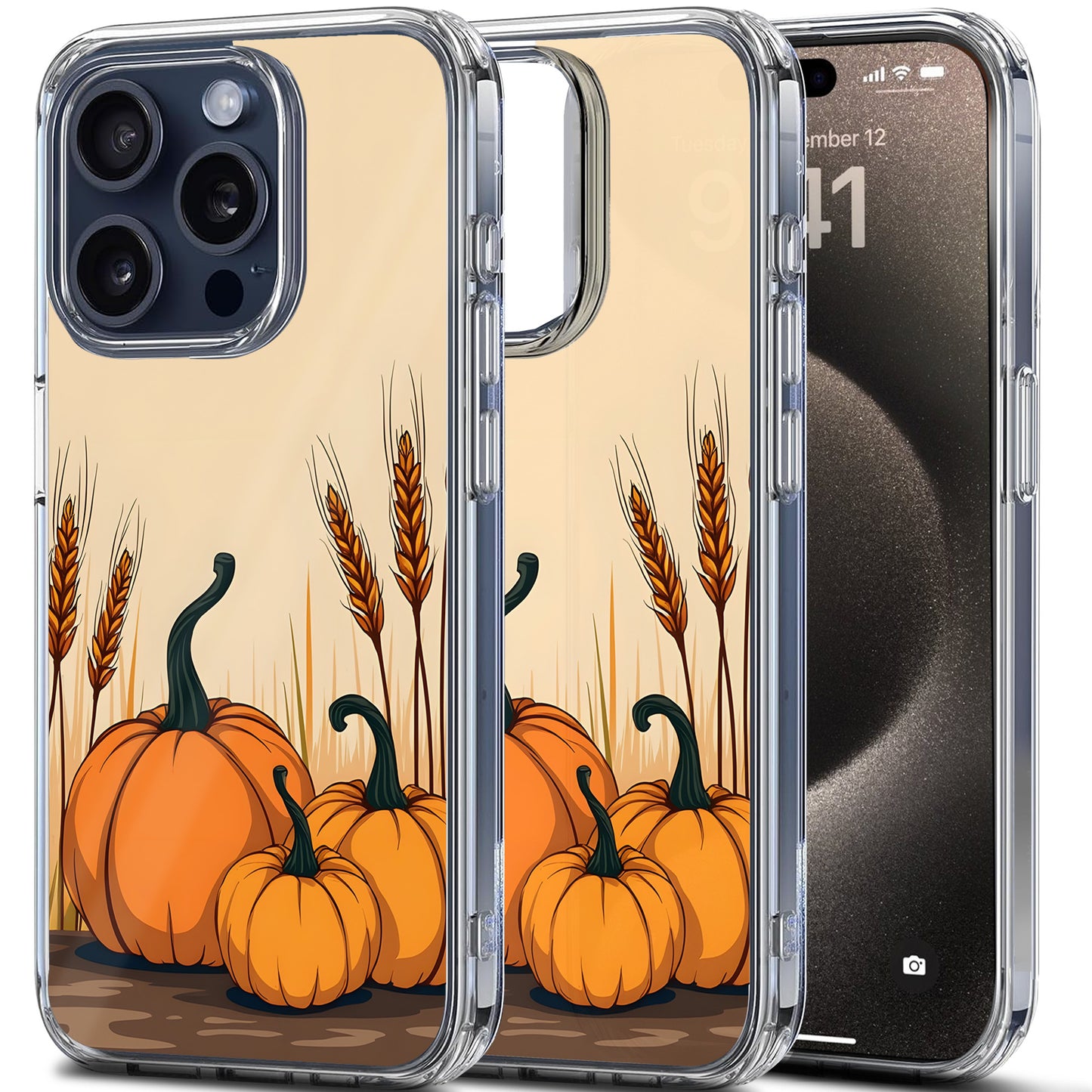 Pumpkin Wheat TPU Clear Case for iPhone & Samsung Phones