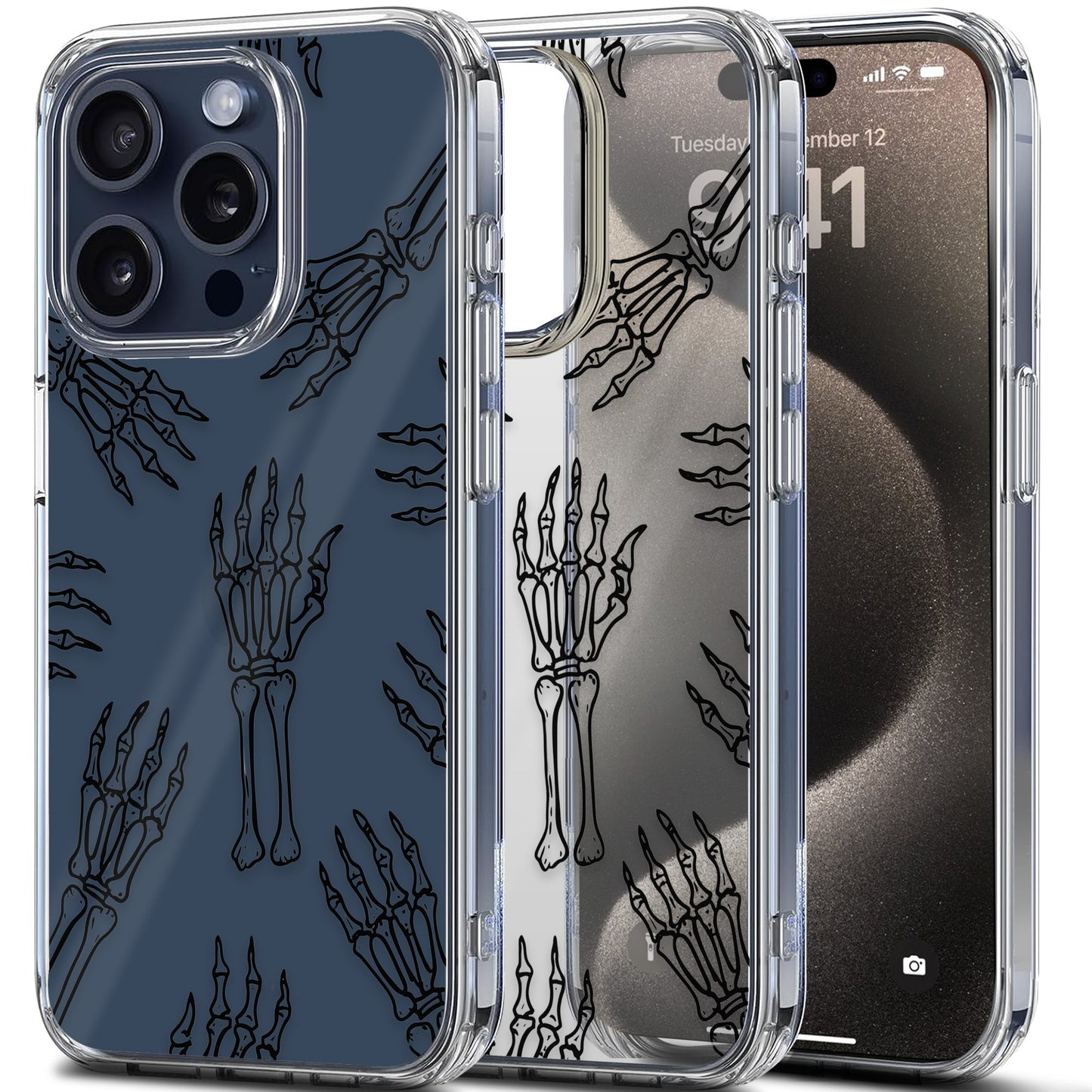 Creepy Skulls Hand TPU Clear Case for iPhone & Samsung Phones