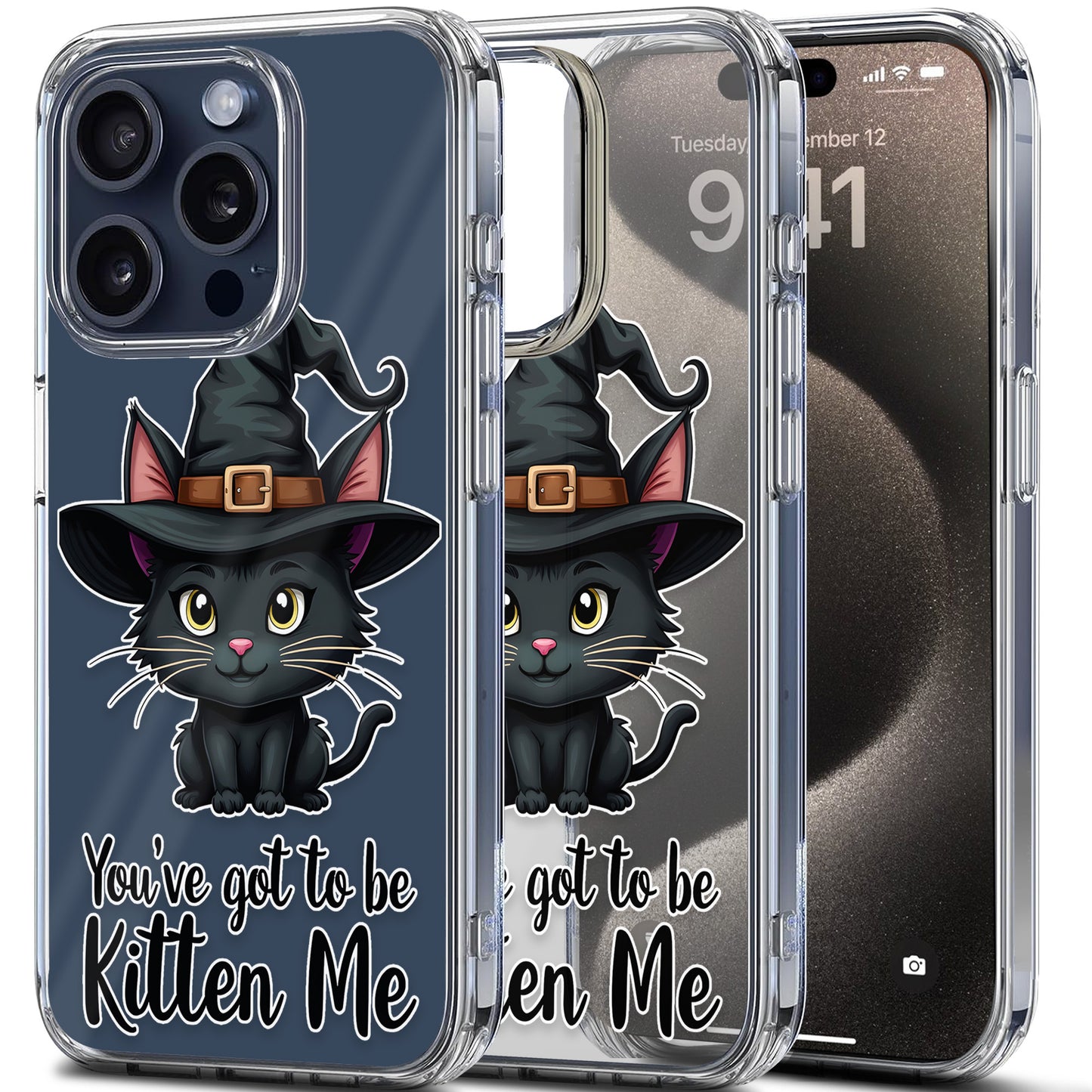 Witch Cute Cat TPU Clear Case for iPhone & Samsung Phones