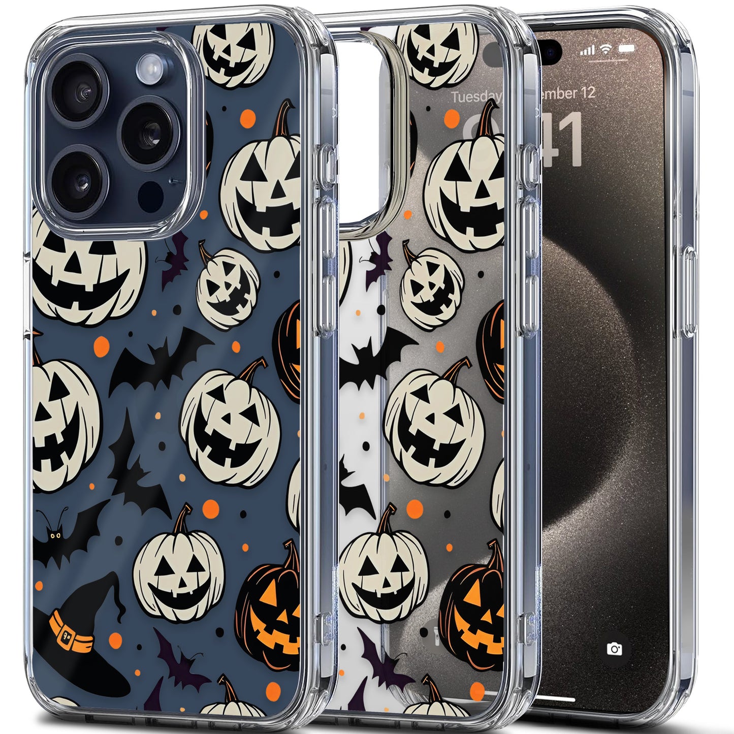 Jack O Lantern White TPU Clear Case for iPhone & Samsung Phones