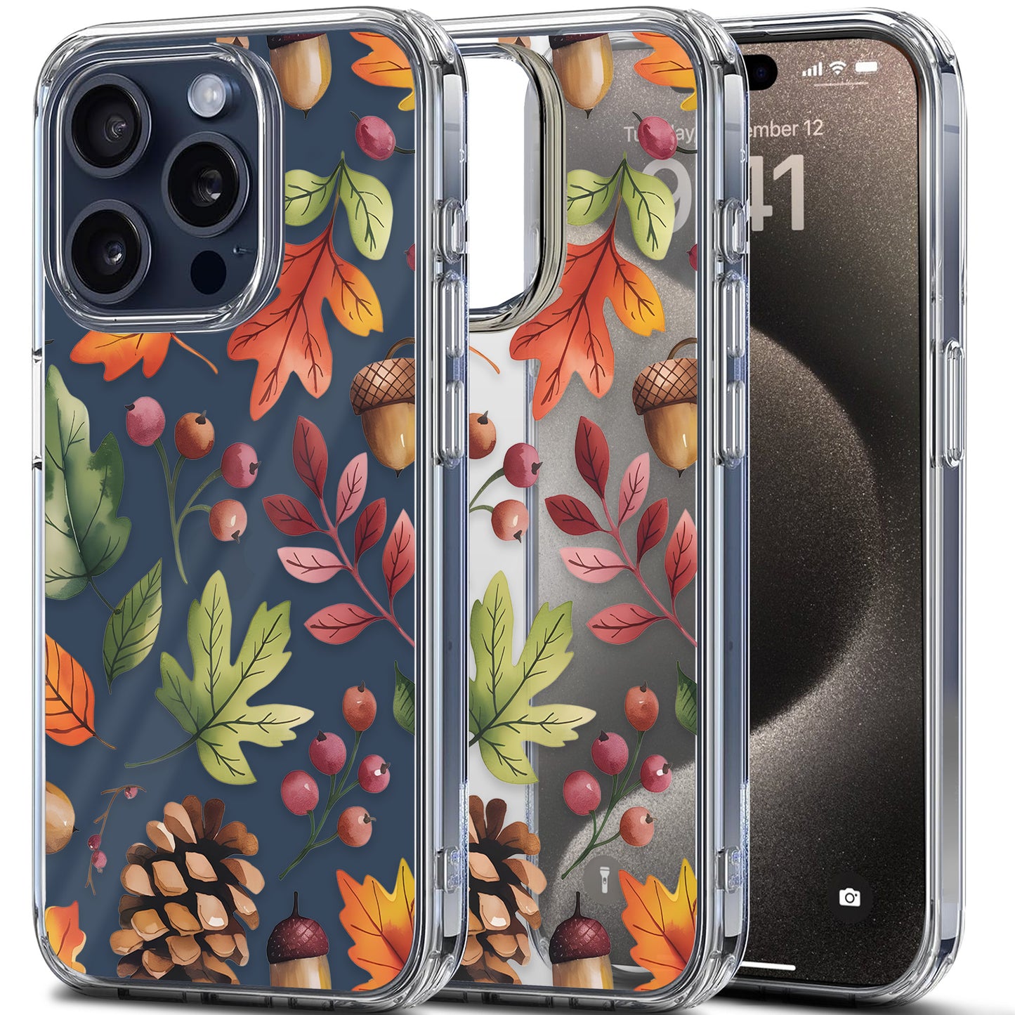 Fall Leaves Pattern 2 TPU Clear Case for iPhone & Samsung Phones