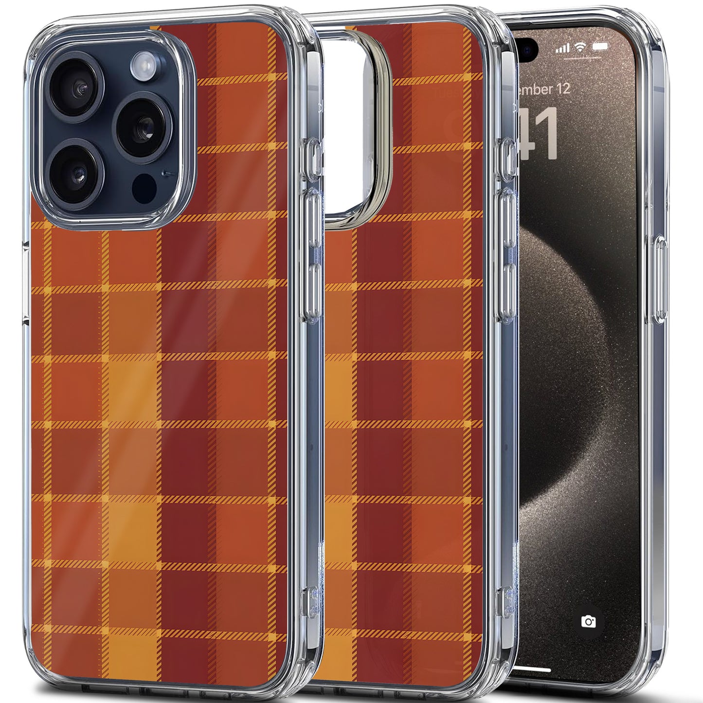 Classic Plaid TPU Clear Case for iPhone & Samsung Phones