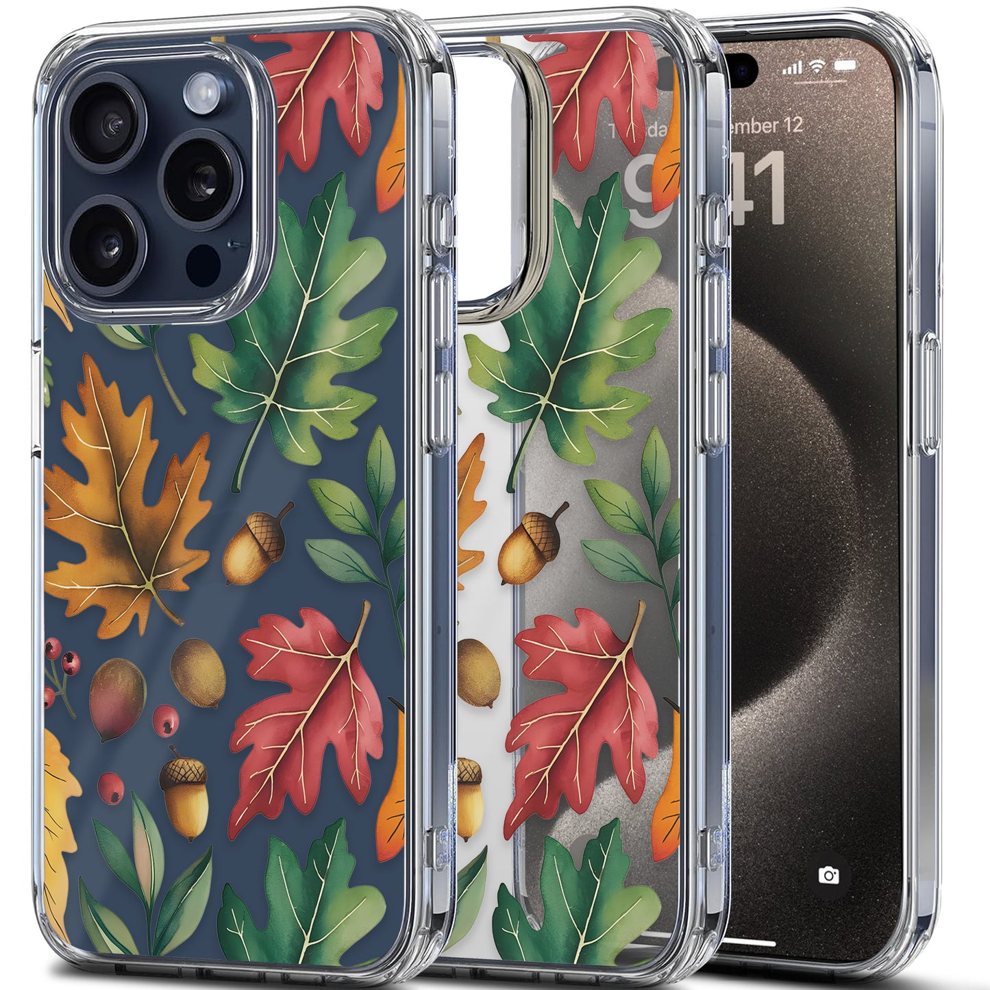 Fall Leaves Pattern TPU Clear Case for iPhone & Samsung Phones