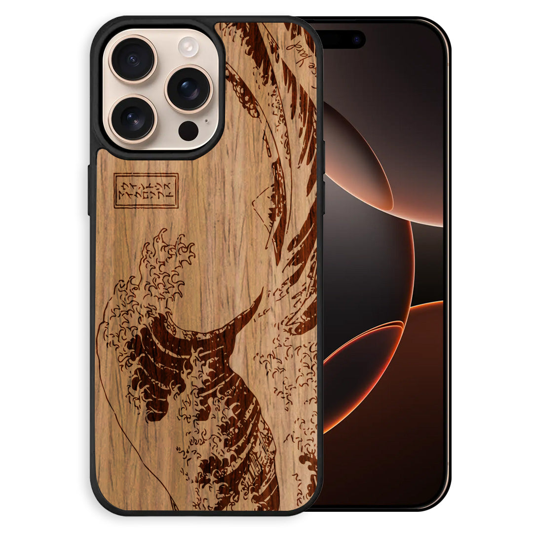 Great Wave Wooden Laser Engraved Phone Case