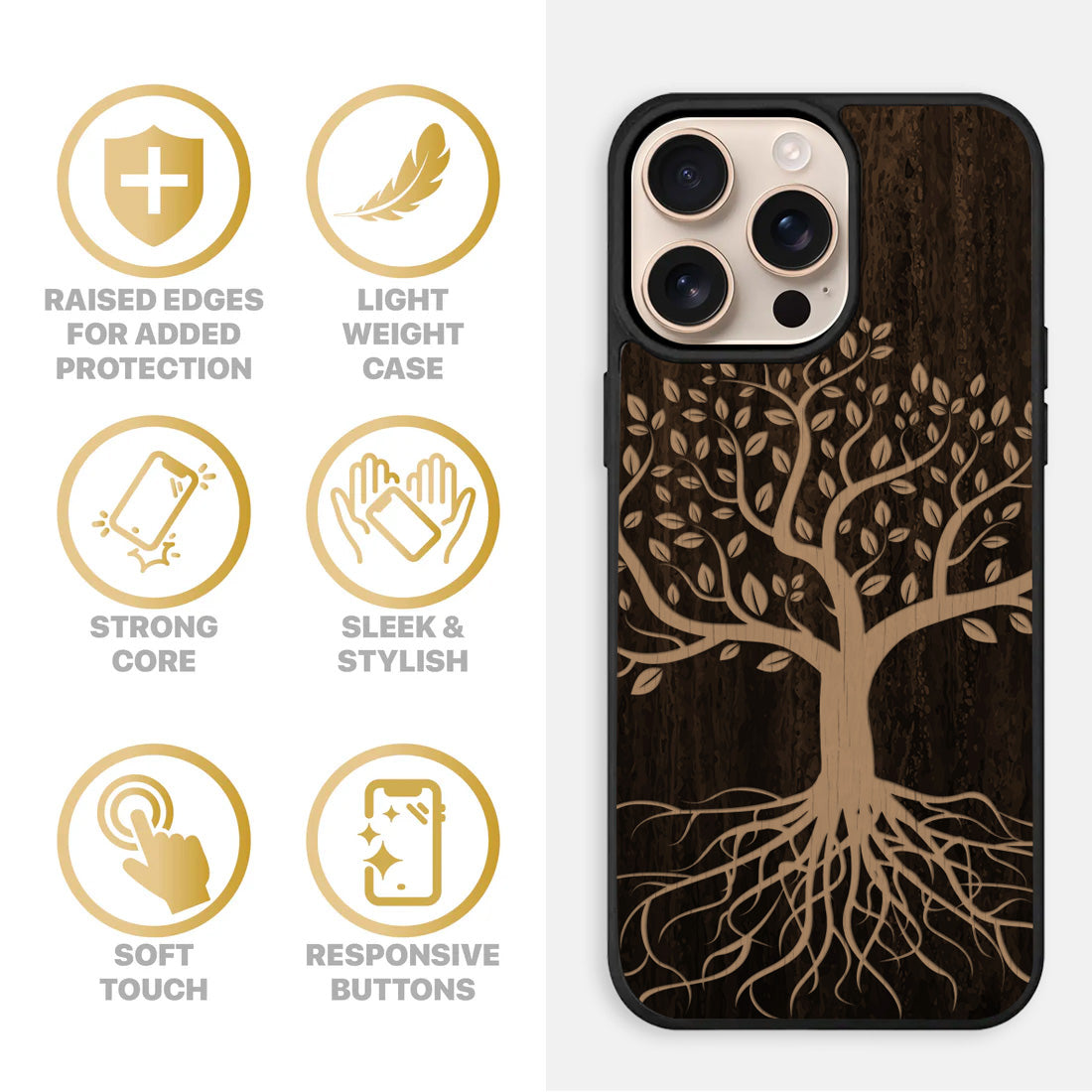 Tree Wooden Laser Engraved Phone Case