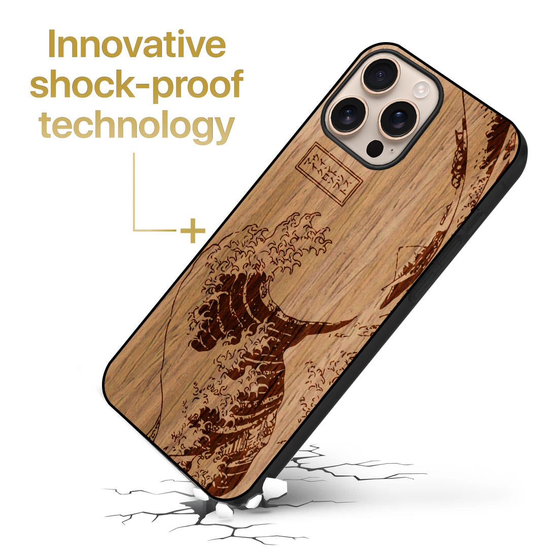 Great Wave Wooden Laser Engraved Phone Case