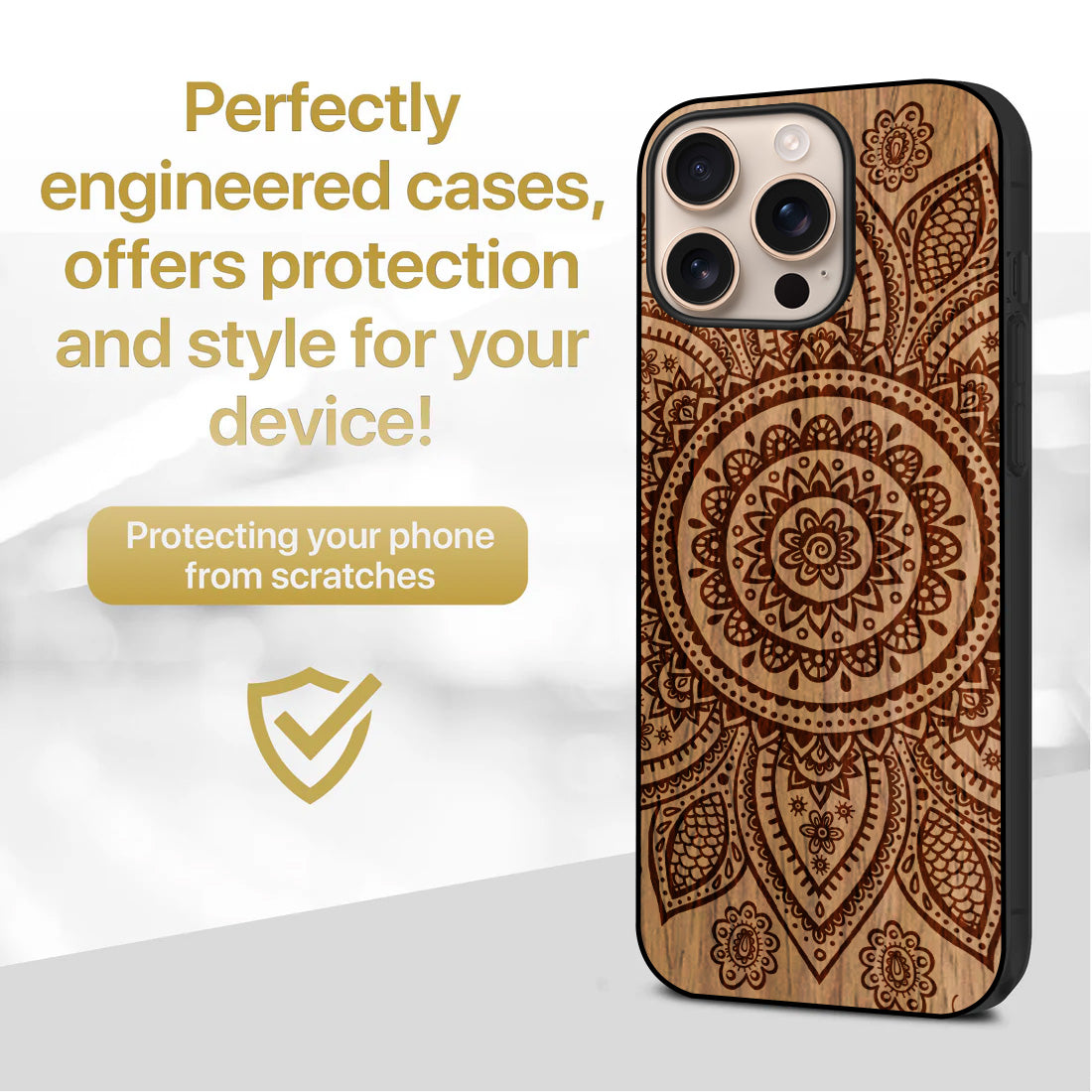 Mandala Wooden Laser Engraved Phone Case