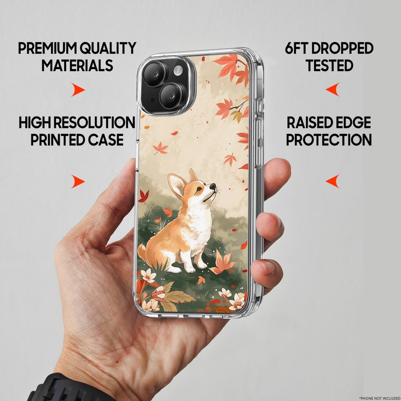 TPU Case Clear case with Cute Corgi Design for iPhone & Samsung Phones