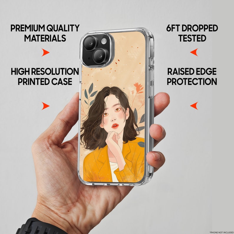 Korean Girl Design TPU Clear Phone Case for iPhone & Samsung Phones