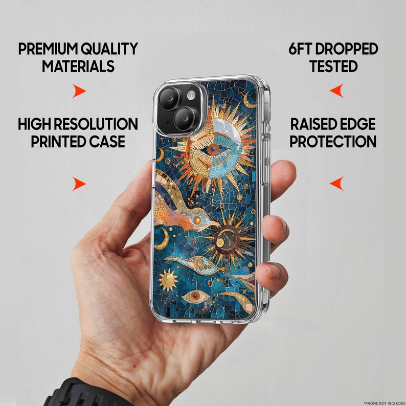 Sun Eye Mosaic Design TPU Clear Case for iPhone & Samsung Phones