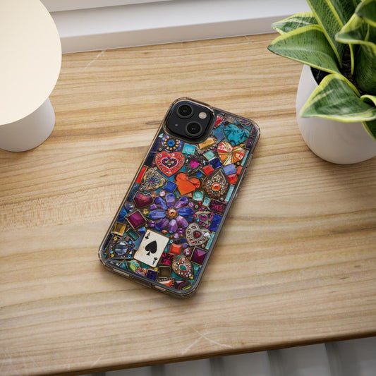 Colorful Mosaic Design TPU Clear Case for iPhone & Samsung Phones