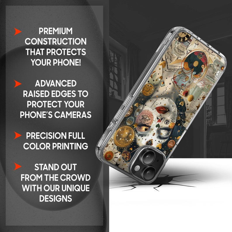 Coquette Aesthetic Collage Design TPU Clear Case for iPhone & Samsung Phones