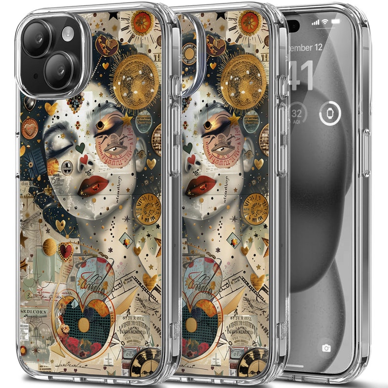 Coquette Aesthetic Collage Design TPU Clear Case for iPhone & Samsung Phones