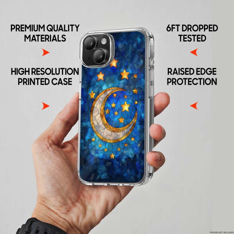 Moon Mosaic Art 2 Design TPU Clear Case for iPhone & Samsung Phones