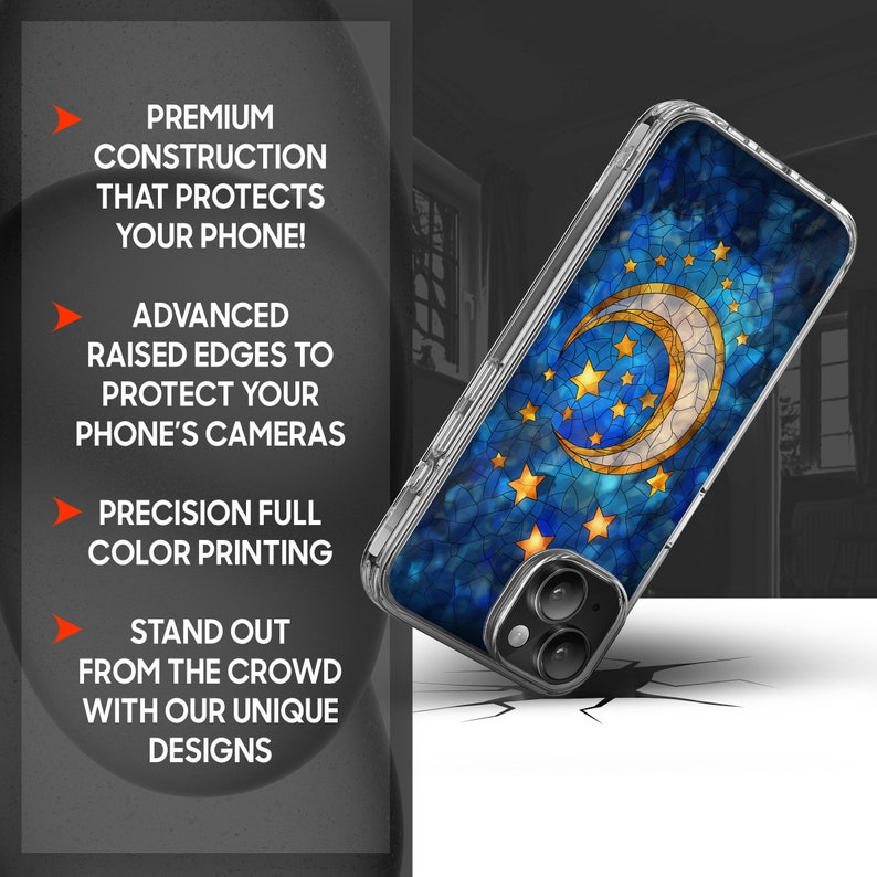 Moon Mosaic Art 2 Design TPU Clear Case for iPhone & Samsung Phones