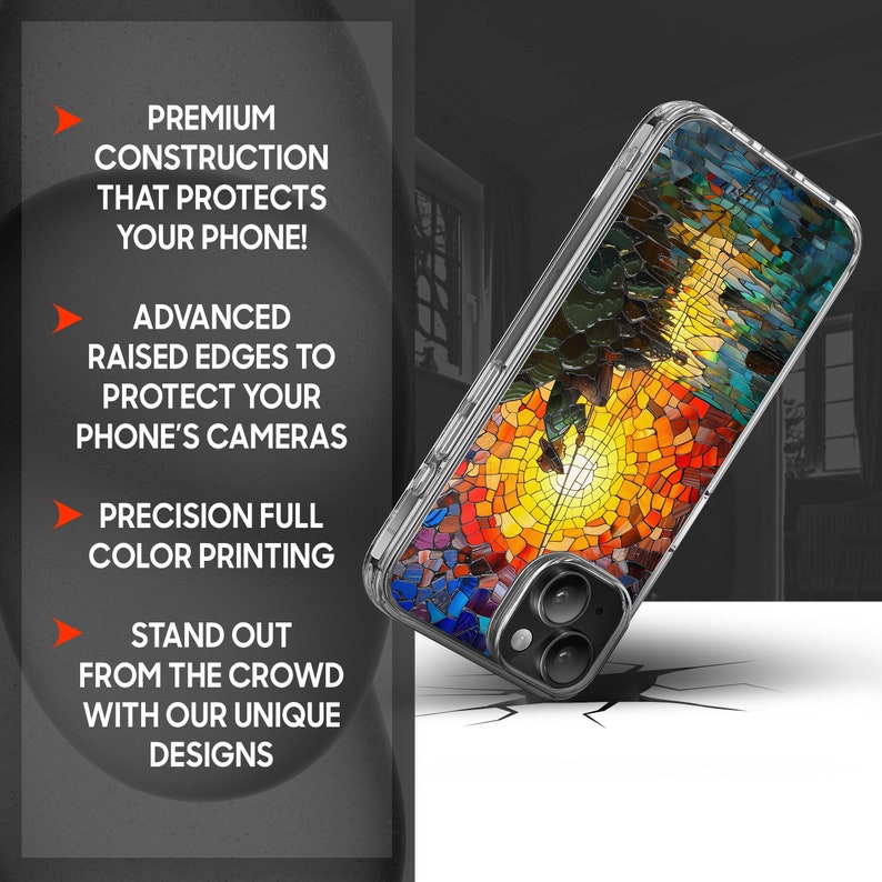 Fisherman Mosaic Design TPU Clear Case for iPhone & Samsung Phones