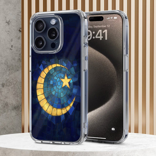 Moon Mosaic Art Design TPU Clear Case for iPhone & Samsung Phones