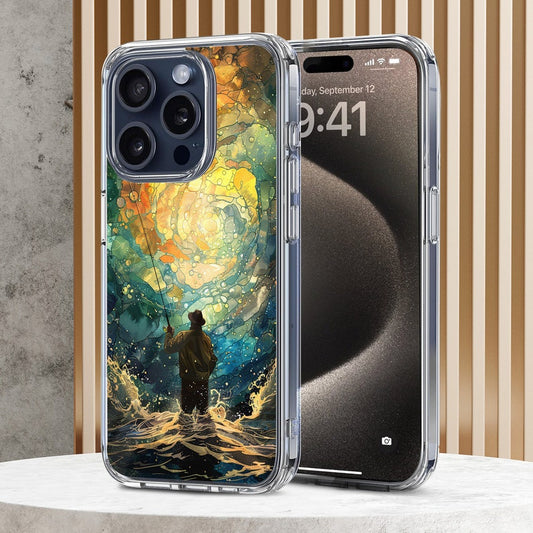 Fisherman Mosaic 2 Design TPU Clear Case for iPhone & Samsung Phones