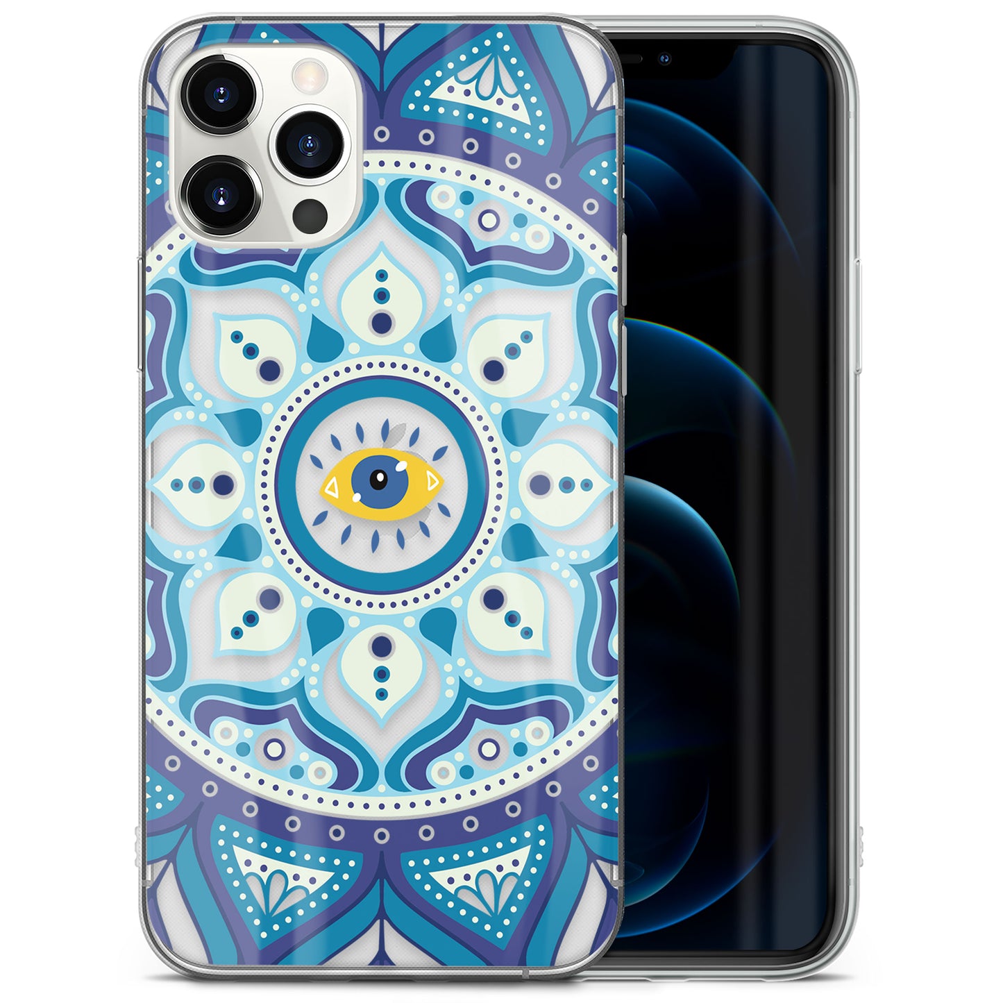 Evil Eye Circle TPU Clear Phone Case for iPhone & Samsung Phones