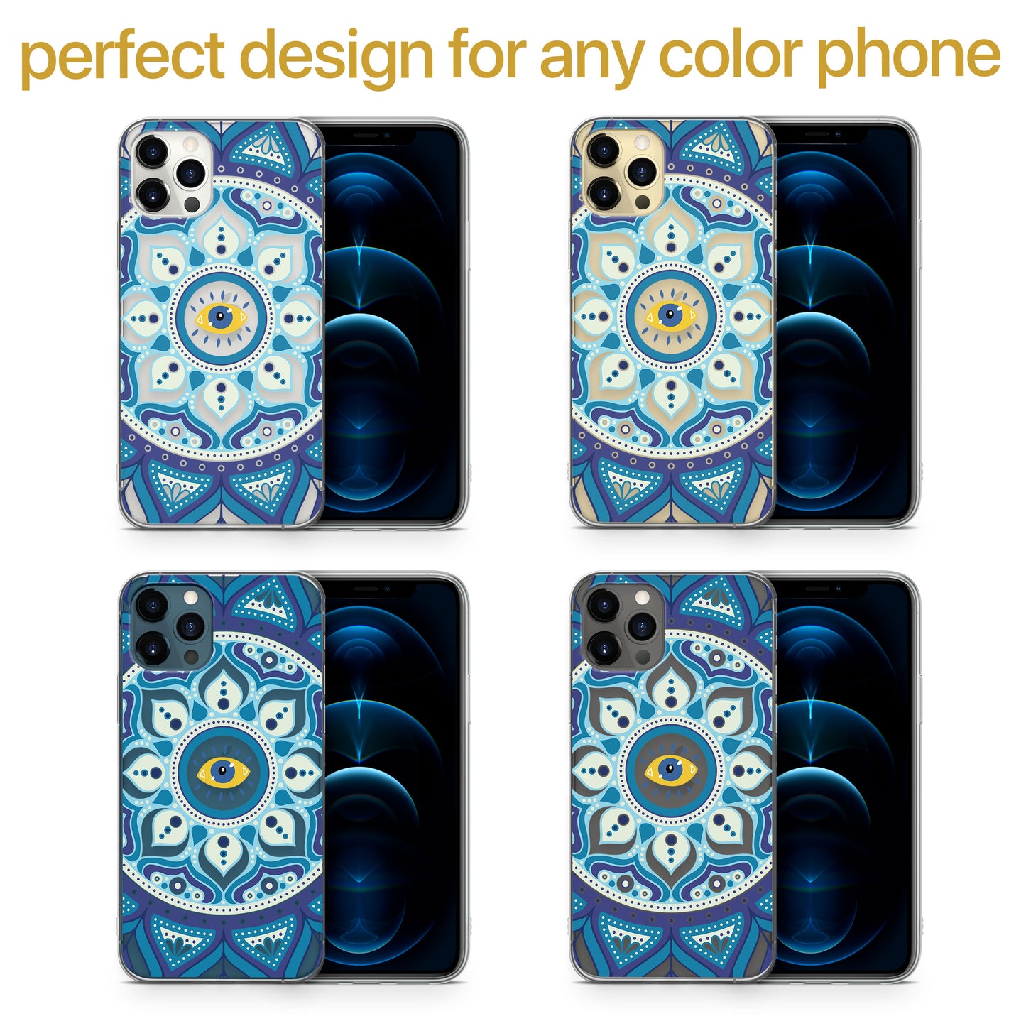 Evil Eye Circle TPU Clear Phone Case for iPhone & Samsung Phones