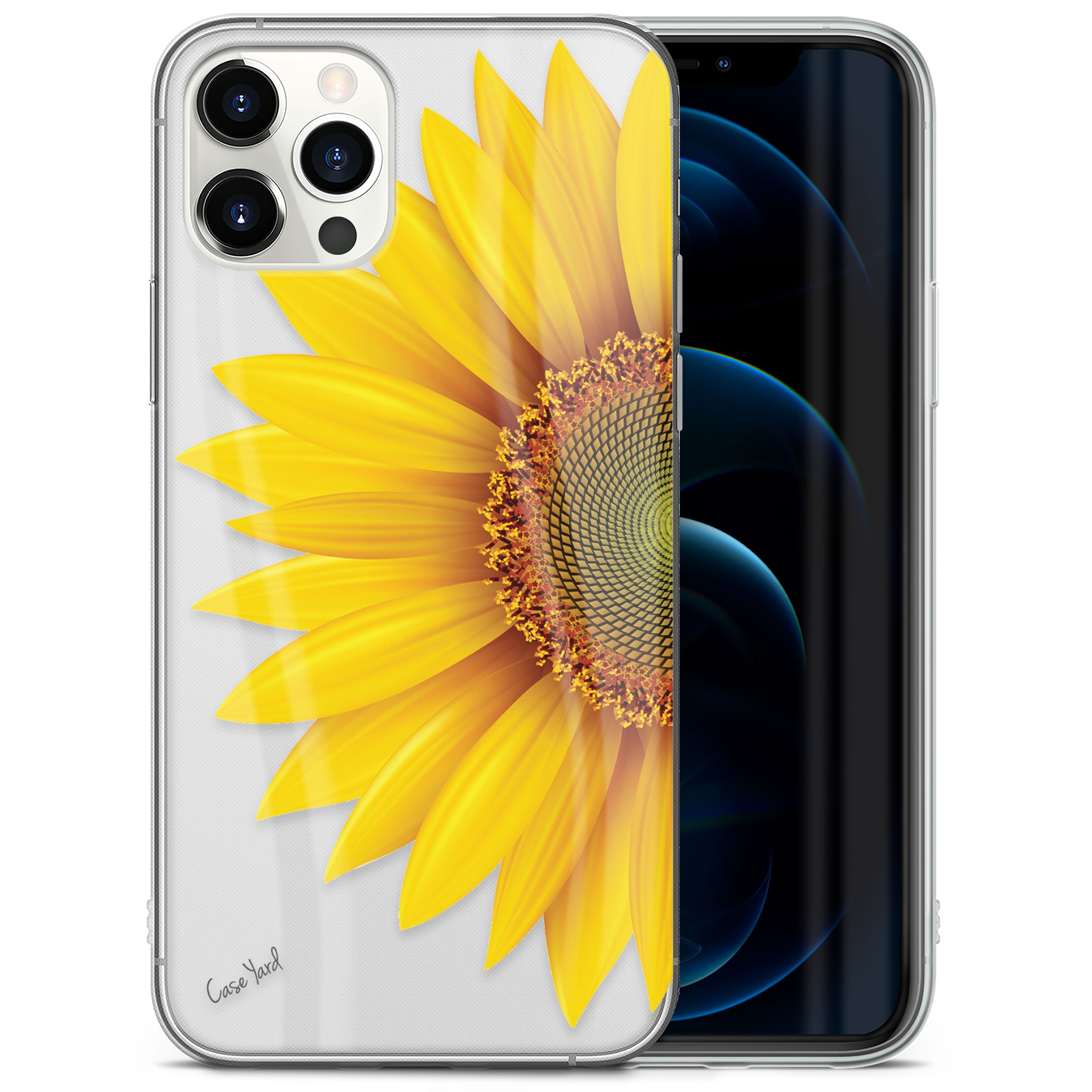 TPU Clear case with Half Sunflower Design for iPhone Samsung