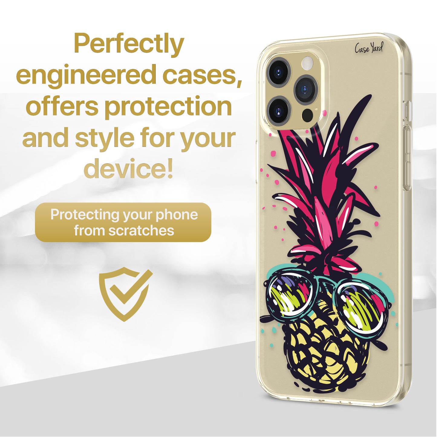 TPU Clear case with (Pineapple in Paradise) Design for iPhone & Samsung Phones