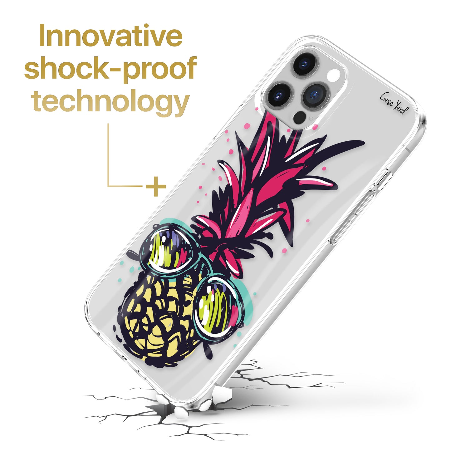 TPU Clear case with (Pineapple in Paradise) Design for iPhone & Samsung Phones