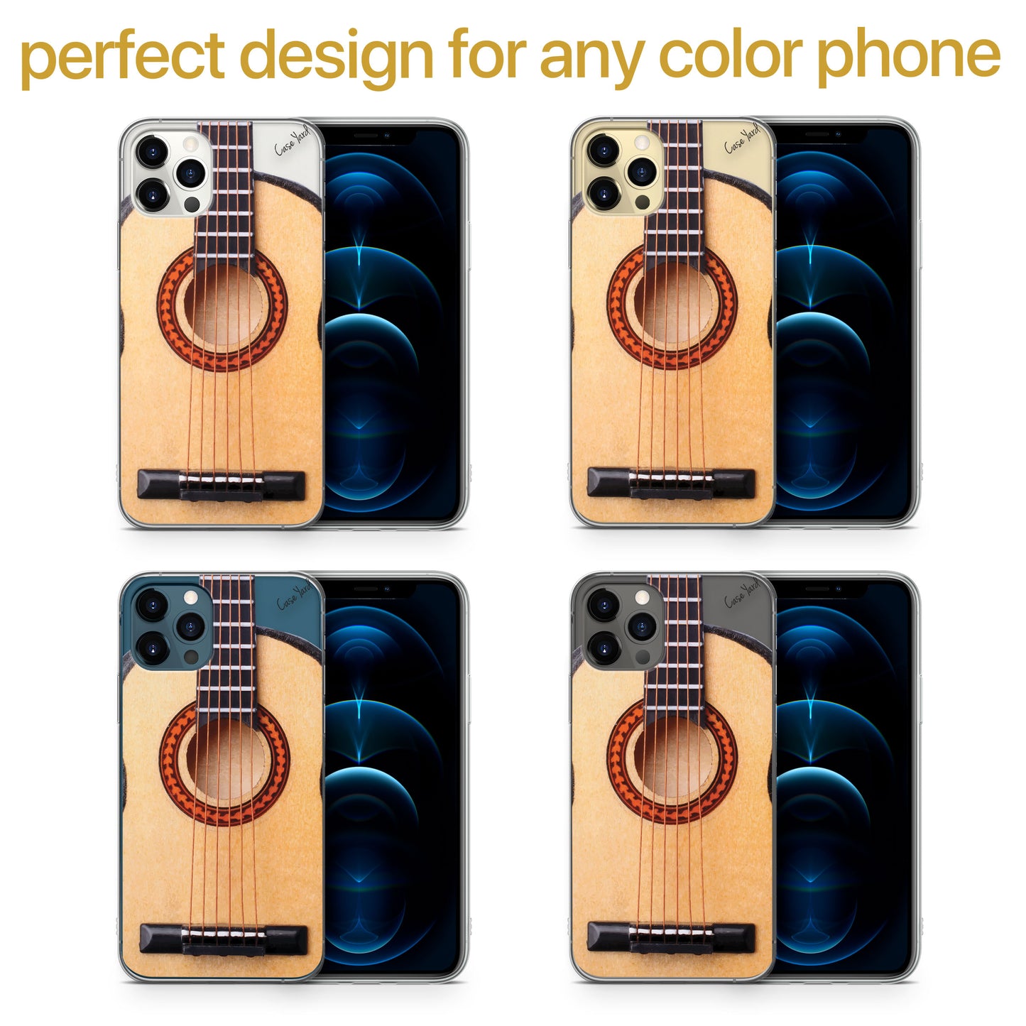 TPU Clear case with (Acoustic Guitar) Design for iPhone & Samsung Phones