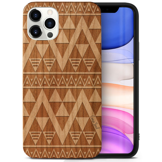 Wooden Cell Phone Case Cover, Laser Engraved case for iPhone & Samsung phone Triangle Pattern Design