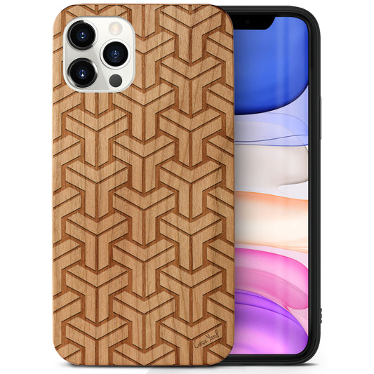 Wooden Cell Phone Case Cover, Laser Engraved case for iPhone & Samsung phone T pattern Design