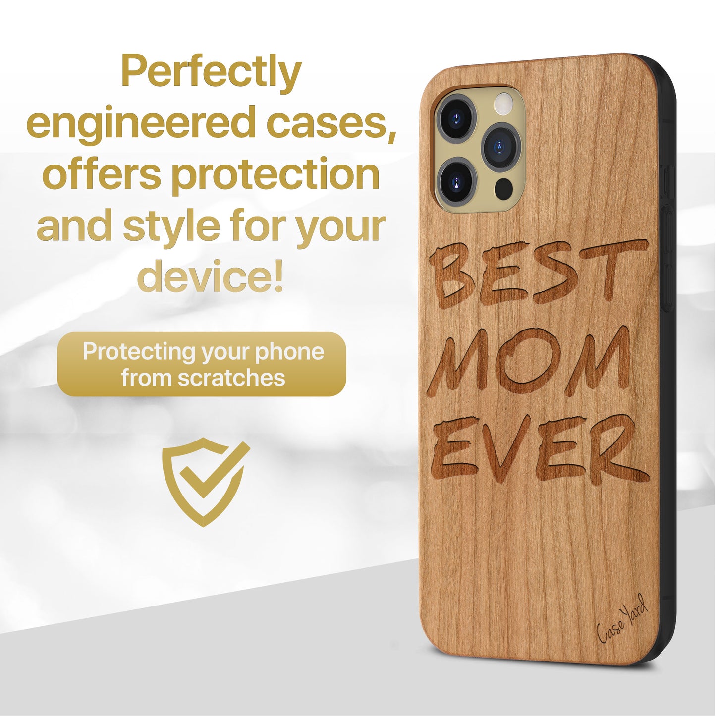 Wooden Cell Phone Case Cover, Laser Engraved case for iPhone & Samsung phone Best Mom Ever Design