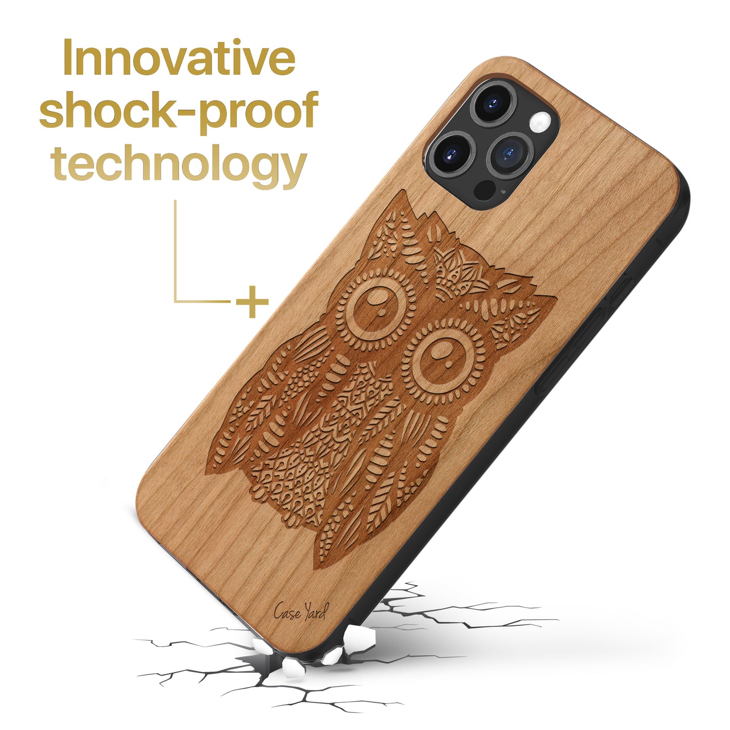 Wooden Cell Phone Case Cover, Laser Engraved case for iPhone & Samsung phone Great Owl Design