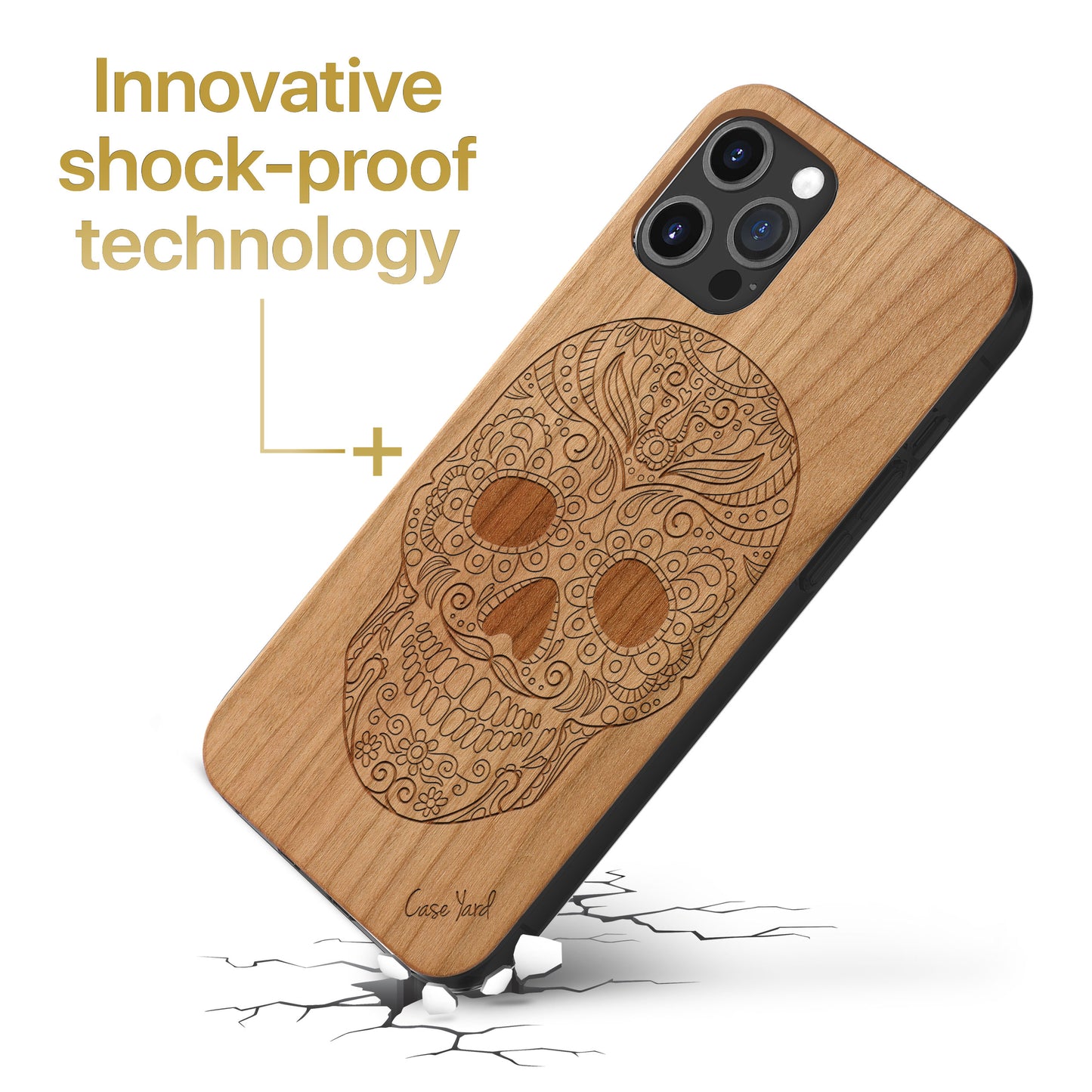 Wooden Cell Phone Case Cover, Laser Engraved case for iPhone & Samsung phone Sugar Skull Wood Design