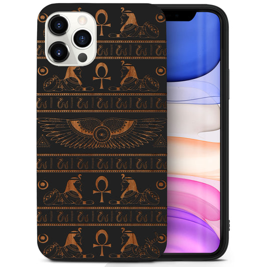 Wooden Cell Phone Case Cover, Laser Engraved case for iPhone & Samsung phone Pharaoh Pattern Design