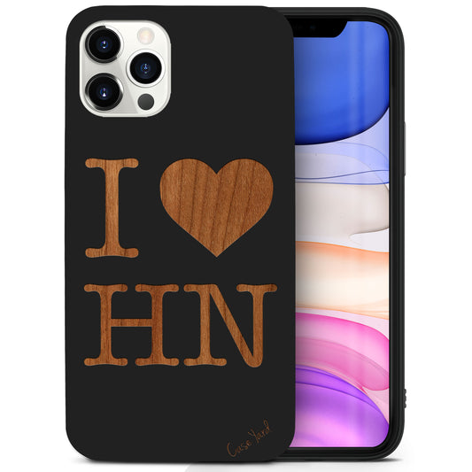 Wooden Cell Phone Case Cover, Laser Engraved case for iPhone & Samsung phone I Love Honolulu Design