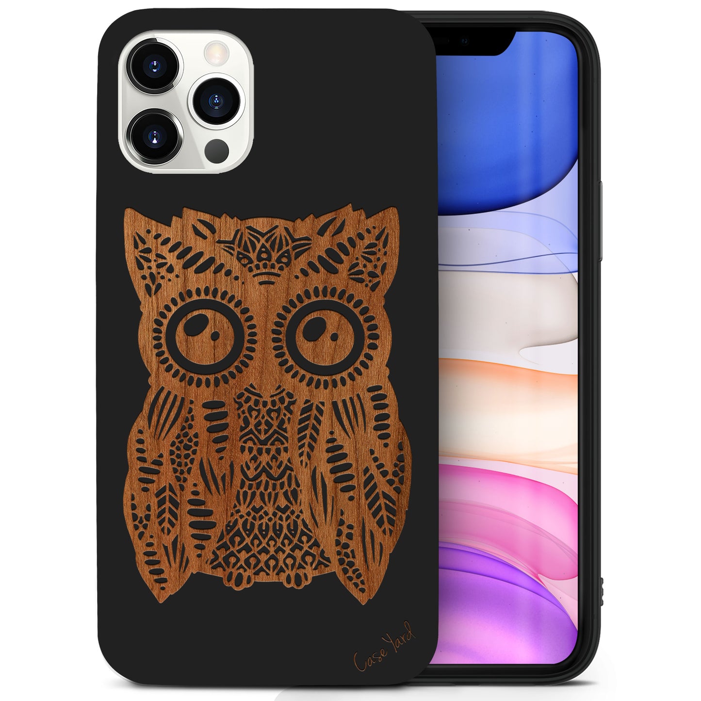 Wooden Cell Phone Case Cover, Laser Engraved case for iPhone & Samsung phone Great Owl Design