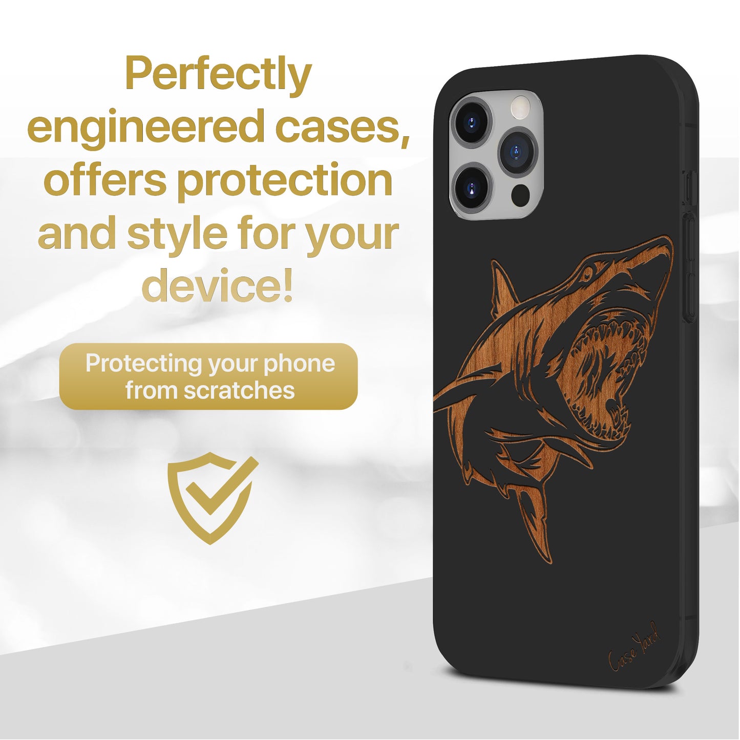 Wooden Cell Phone Case Cover, Laser Engraved case for iPhone & Samsung phone Shark Case Design