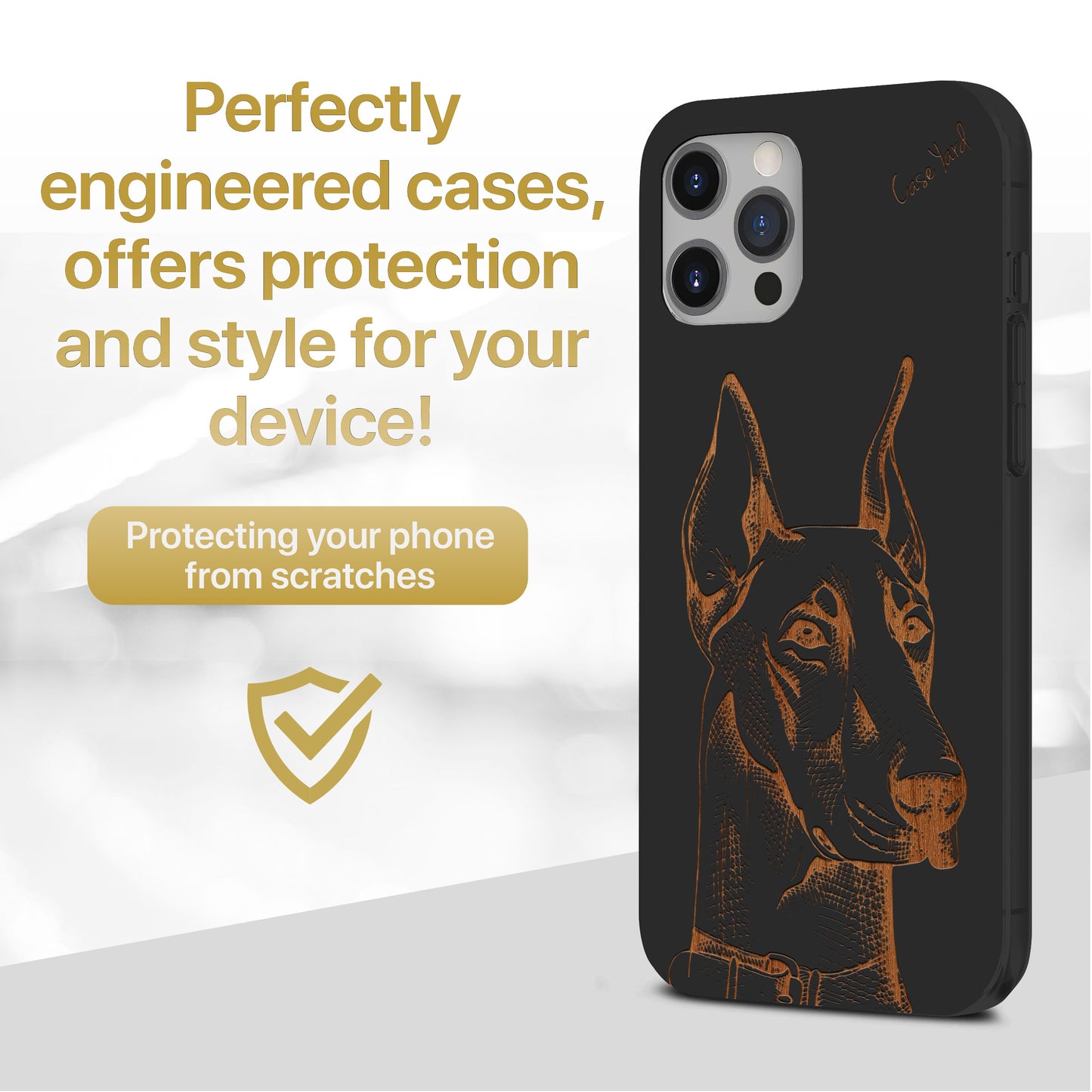 Wooden Cell Phone Case Cover, Laser Engraved case for iPhone & Samsung phone Doberman Design