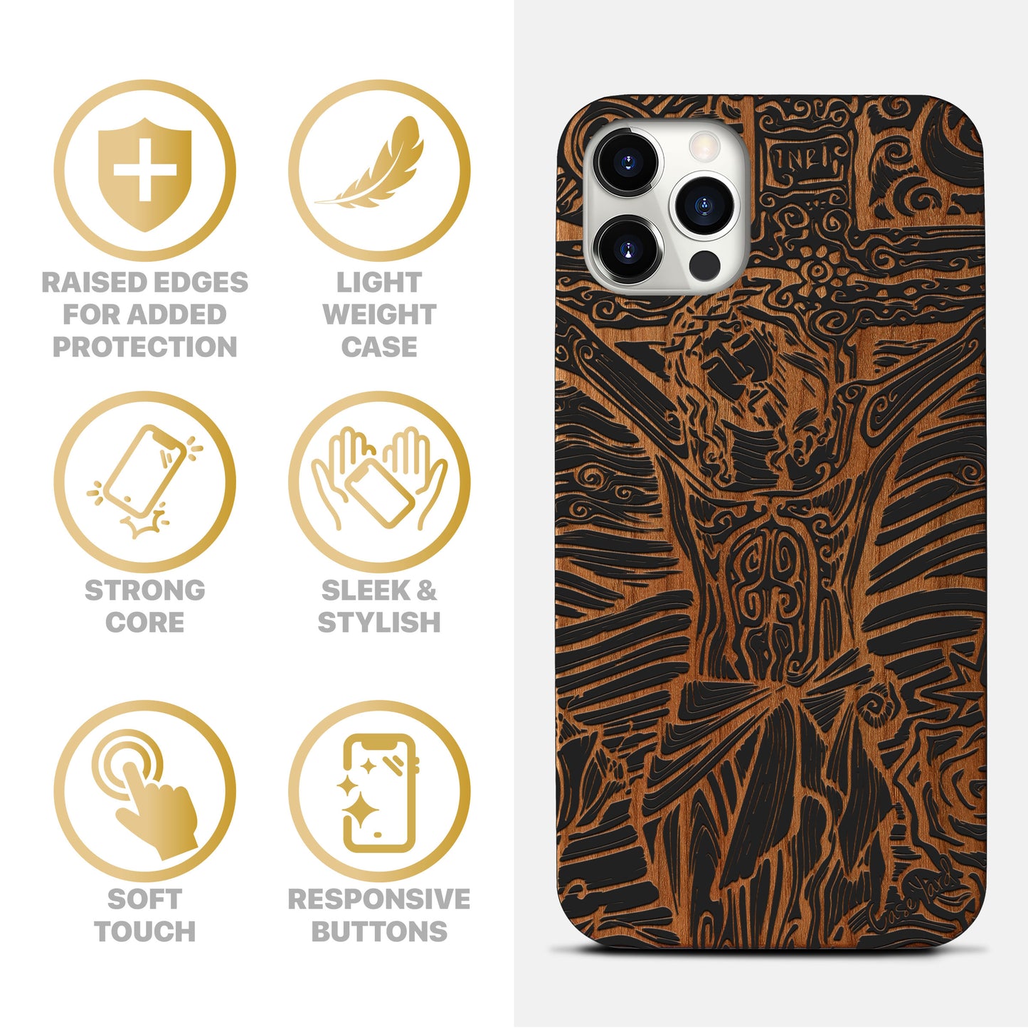 Wooden Cell Phone Case Cover, Laser Engraved case for iPhone & Samsung phone Jesus Design